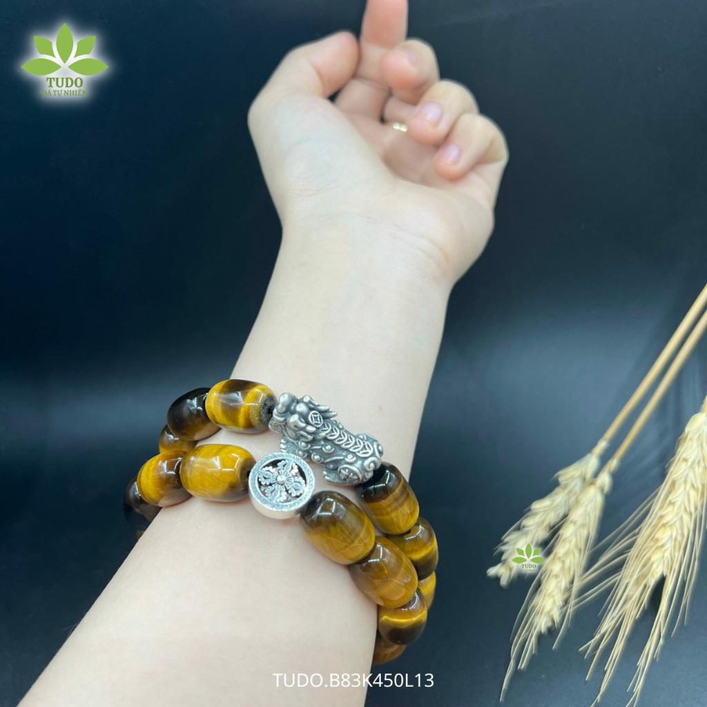 Vòng Tay Nữ Đẹp - Vòng Phong Thủy Mệnh Thổ Kim TUDO VCBMHNV AG925 B83K450L13 Charm Bánh Xe Pháp Luân - Trí Tuệ