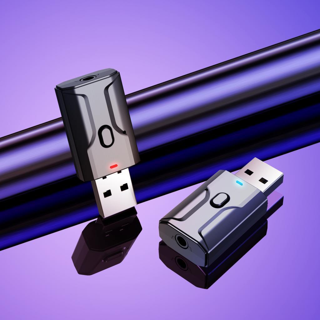 USB 5.0 Dongle Mini Bluetooth Transmitter Receiver with 3.5mm Digital Audio for PC Home Headphones TV Car