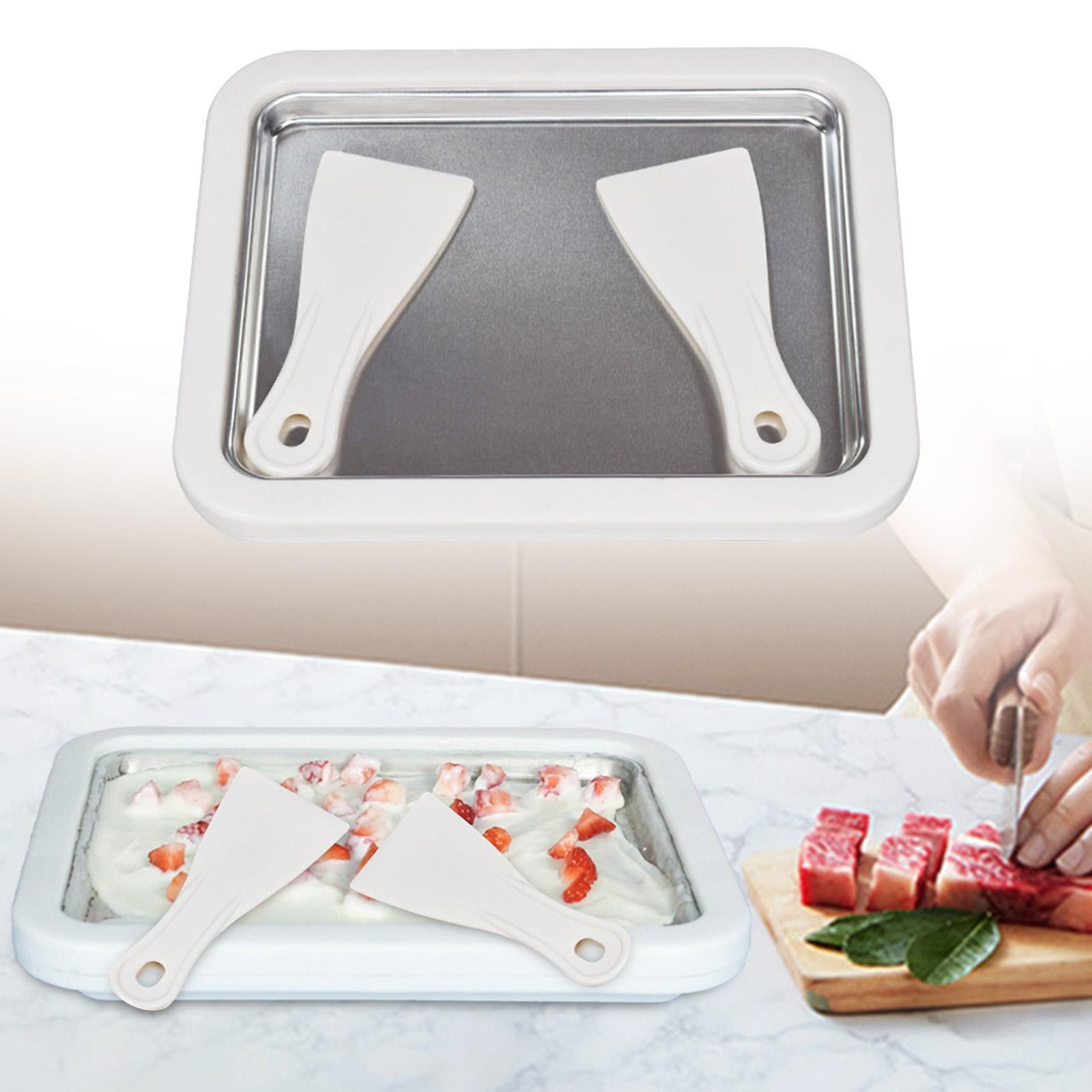 Ice Cream Maker with 2 Spatulas Family Fun Instant Maker Ice Cream Pan  Yogurt Freezer Plate Fruit Homemade for Kids