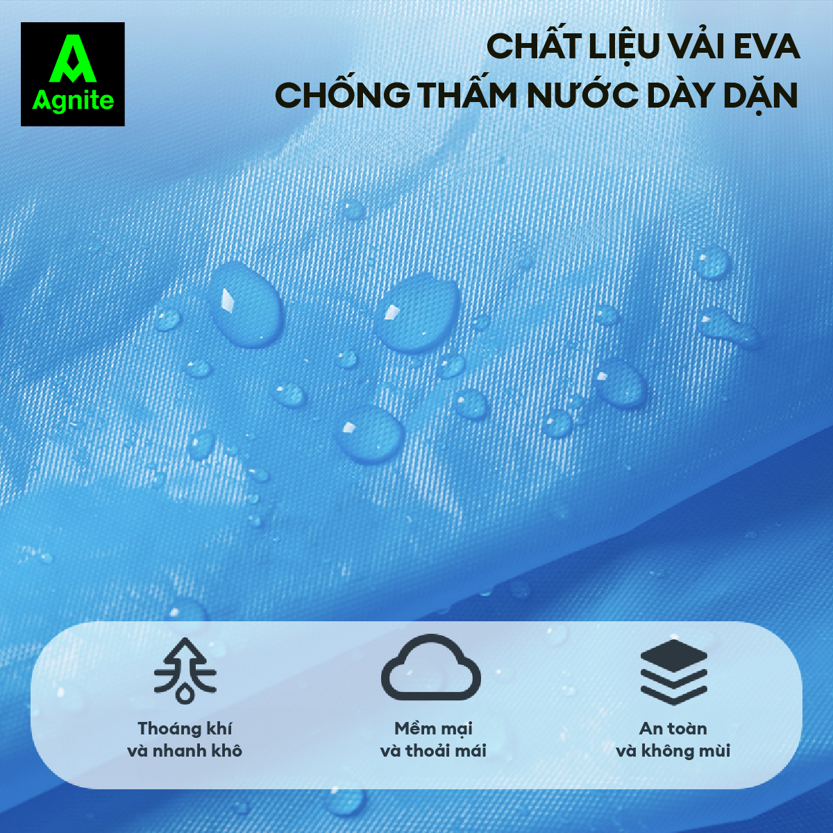 Áo mưa dài Agnite chất liệu EVA cao cấp - Siêu bền - Chống thấm nước tốt - Thiết kế thoải mái - Nhiều màu sắc - VS4075