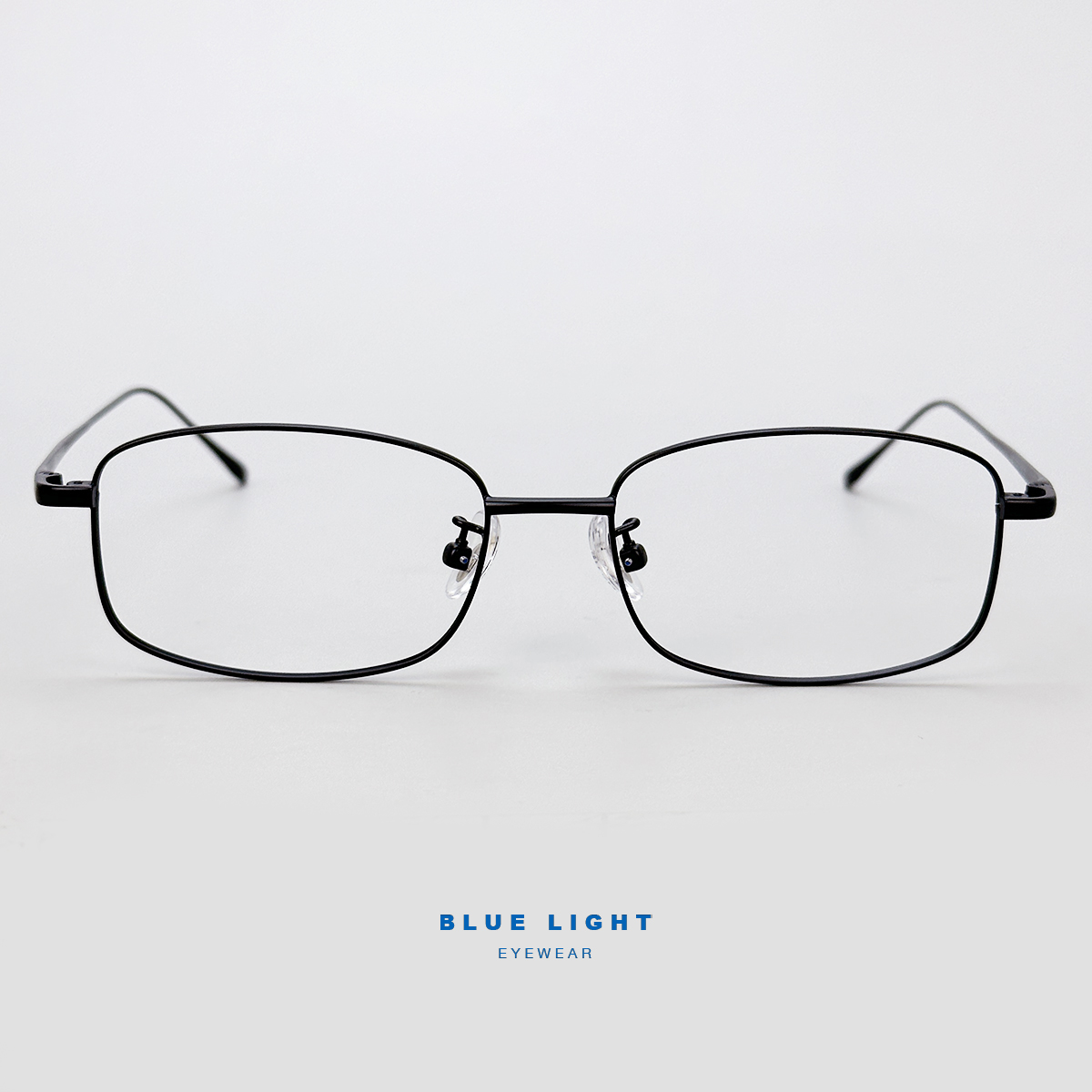 Gọng Kính Cận, Kính Giả Cận Nam Nữ TITANIUM Mắt Vuông Nhỏ Xíu, Cao Cấp Siêu Nhẹ, Full Đen, Bạc - BLUE LIGHT