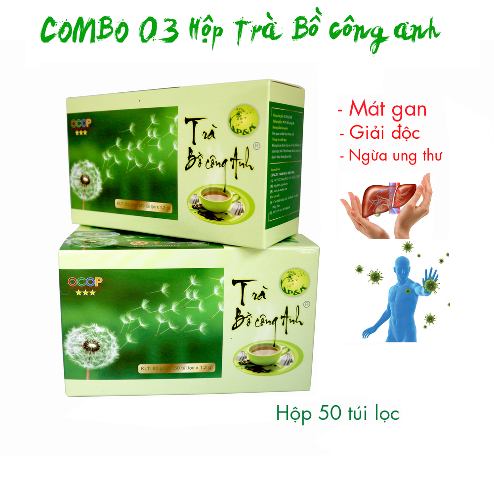 Combo 3 Hộp Trà Bồ Công Anh P&K - mát gan, giải độc, ngừa ung thư (50 túi lọc)