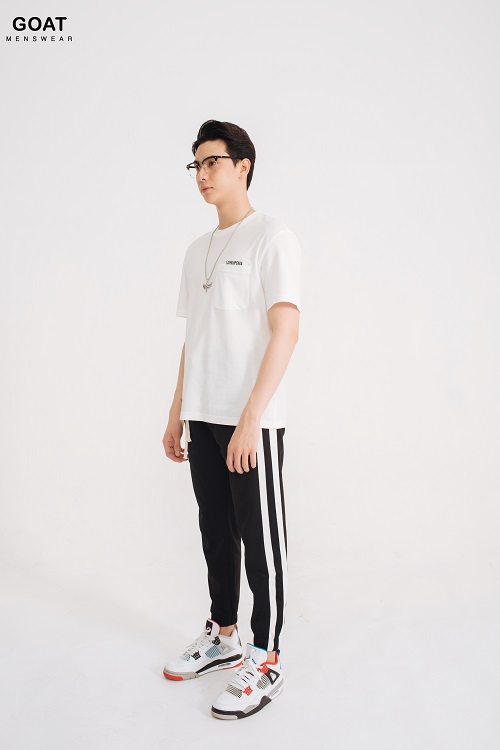 Áo Thun Nam Tay Ngắn In Chữ Phối Túi Trẻ Trung GOAT MENSWEAR