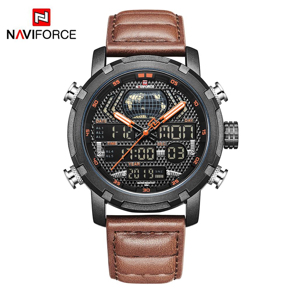 Đồng hồ NAVIFORCE 9160 Man Quartz hiển thị thời gian kép Ngày tháng Năm Mặt số Chế độ ban đêm không thấm nước