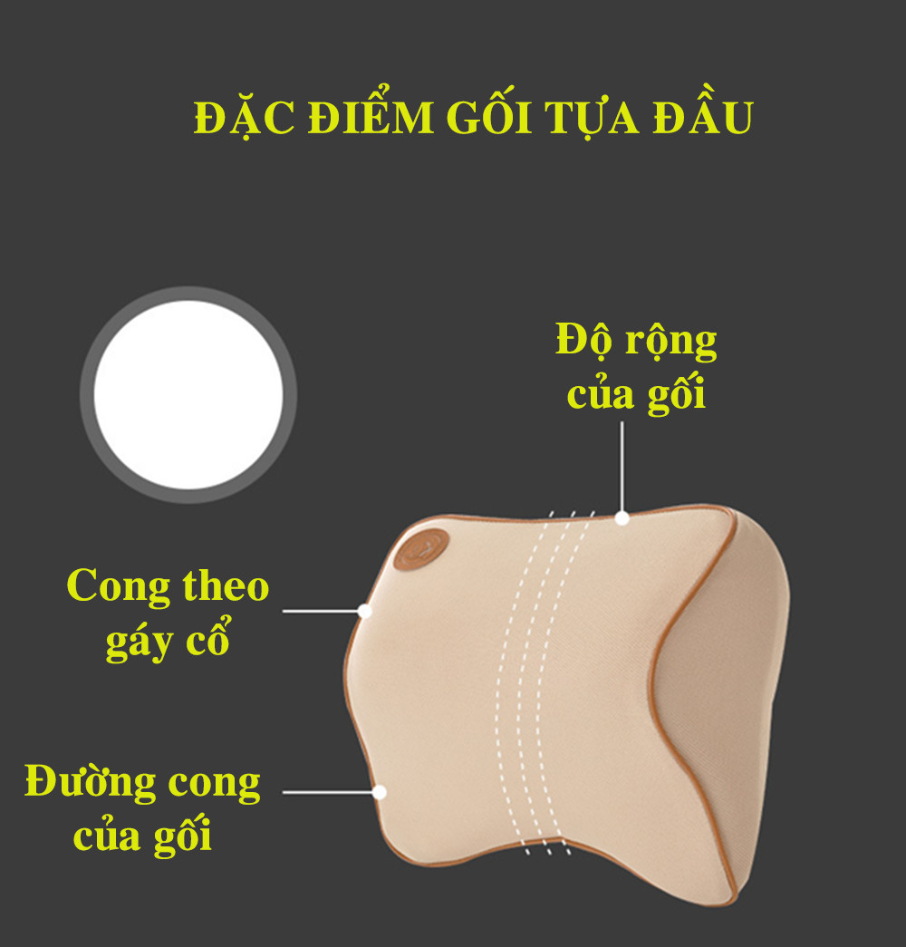 Bộ gối tựa đầu và tựa lưng xe hơi, xe ô tô V2 chất liệu cao su non cao cấp. (Màu kem)