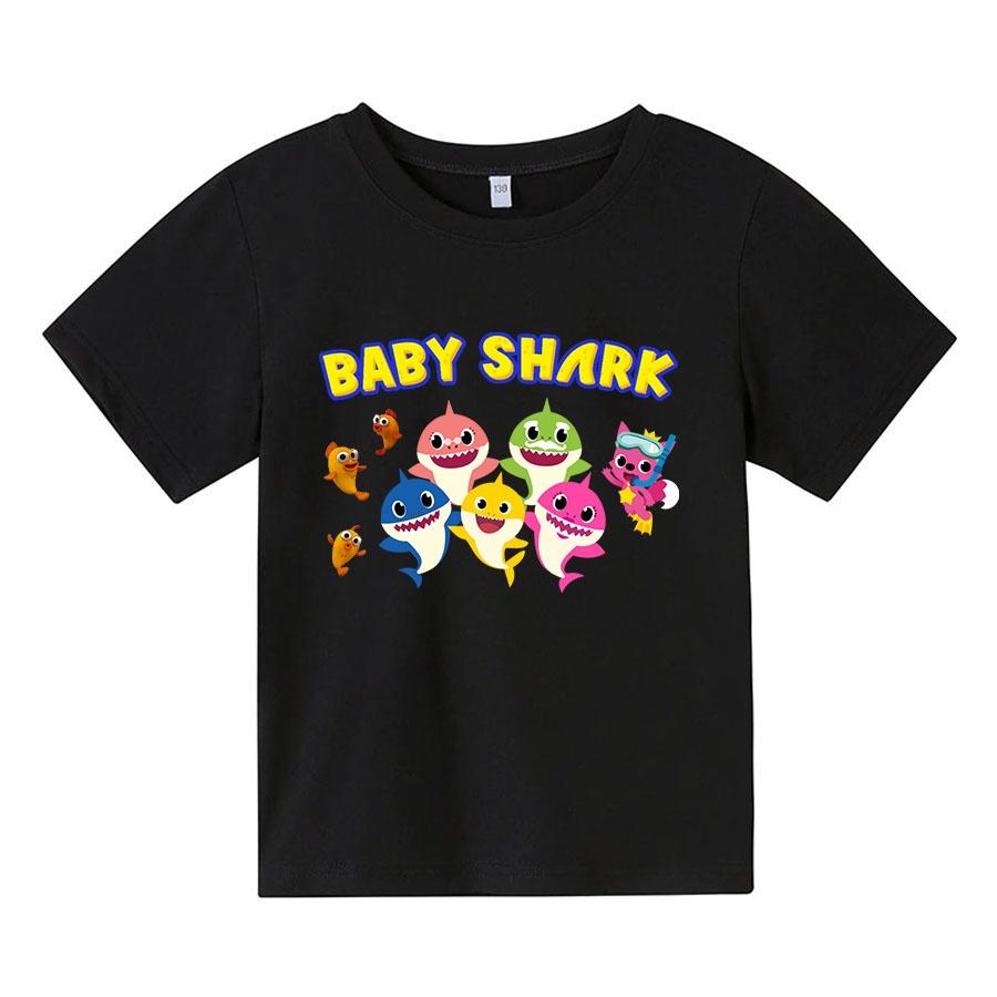 Áo thun trẻ em BABY SHARK, 4 màu, có size người lớn, King Cotton
