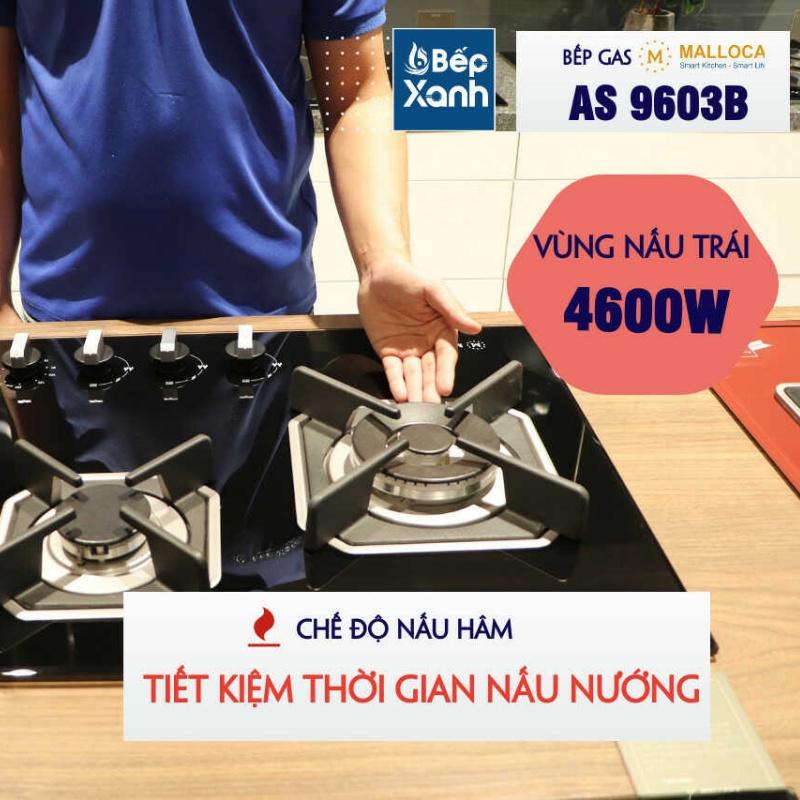 Bếp gas âm 3 gas Malloca AS 9603B - Hẹn giờ, Ngắt gas tự động - Hàng Chính Hãng