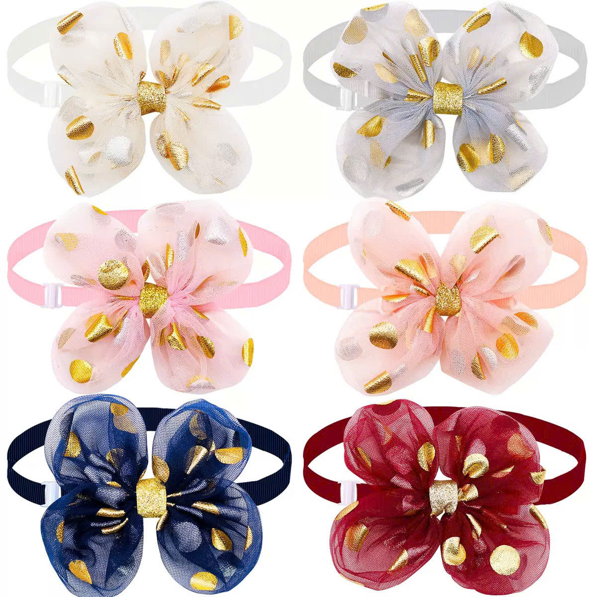 VÒNG CỔ THẮT NƠ DỄ THƯƠNG SANG TRỌNG NƠ REN ĐÍNH SEQUIN SIZE 22-40CM CHO THÚ CƯNG CHÓ MÈO