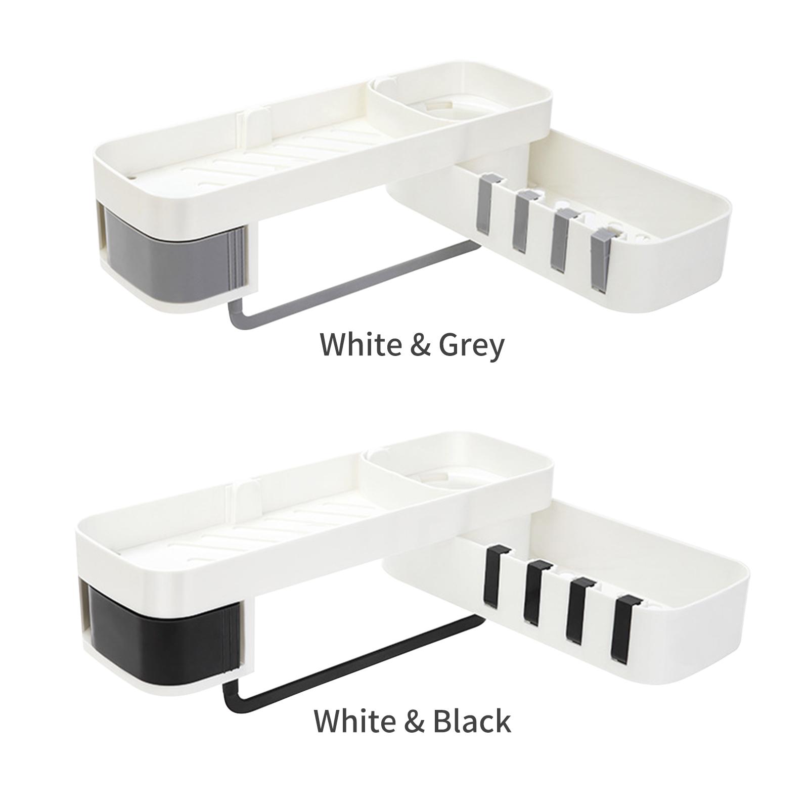 Bathroom Corner Shelf No Drilling Wall-mounted Storage Rack Holder Cabinets 2 Tier Bathtub Bath Shower Caddy Basket