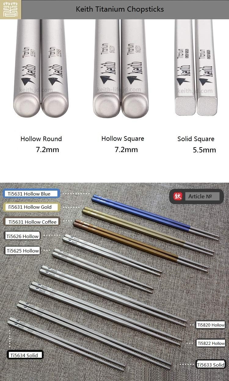 Bộ đũa vuông Titanium Keith Ti5624 (bộ 4 đôi)