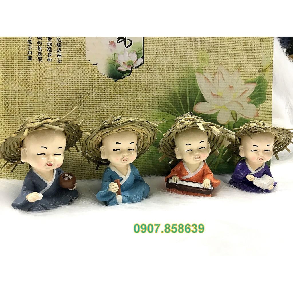 Bộ 4 tượng chú tiểu Cầm Kỳ Thi Hoạ