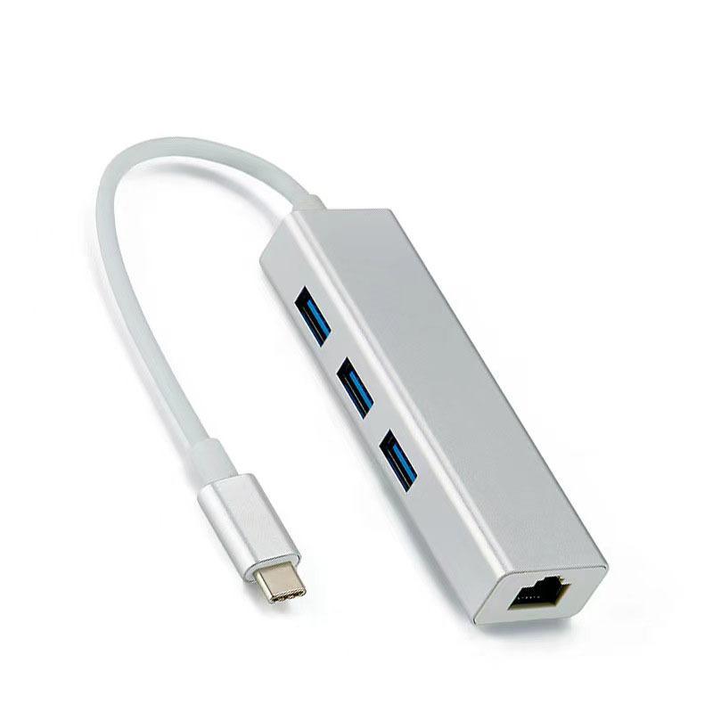 Giao hàng nhanh Type-C sang USB3.0 card mạng có dây Gigabit không cần ổ đĩa Bộ chuyển đổi cáp mạng máy tính xách tay HUB hợp kim nhôm