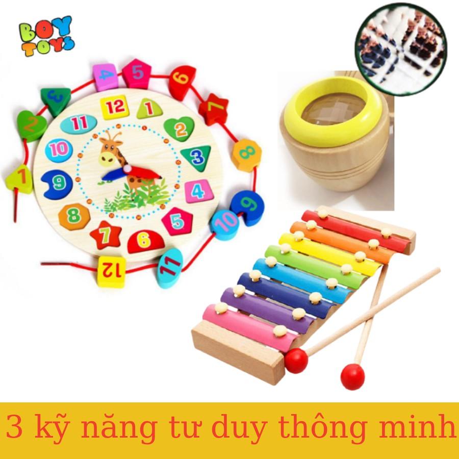 Combo 3 đồ chơi gỗ thông minh phát triển trí tuệ cho bé vừa học vừa chơi
