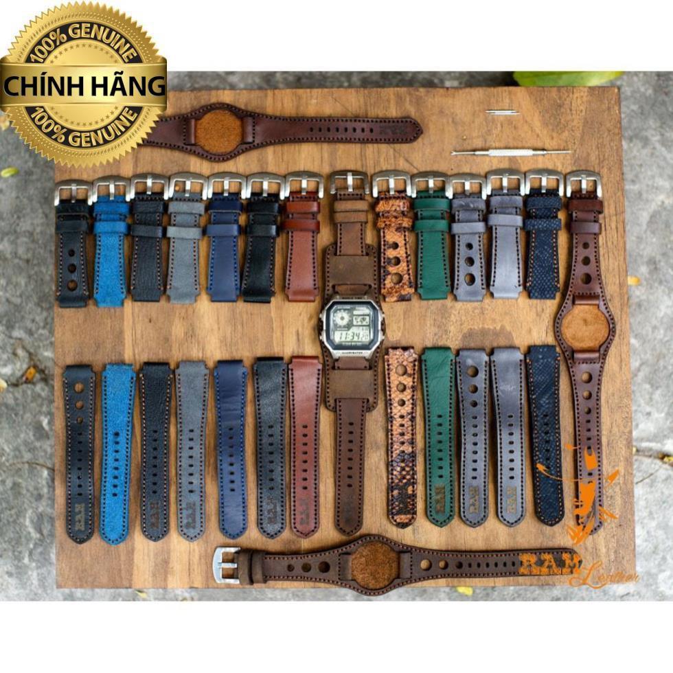 Dây đồng hồ da bò thật cho Seiko 5 / Casio AE 1200 WHD / Casio AE 1200 WH / Casio 1200WHD / 1000W / 1000WD .
