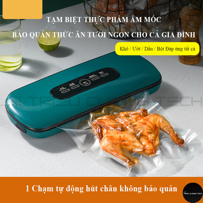 Máy Hút Chân Không Thực Phẩm Kiêm Niêm Phong Miệng Túi Cao Cấp-Chế Độ Hút Khô/Ướt/Thủ Công &amp; Hút Chiết Xuất Không Khí Hộp Thực Phẩm Tặng Kèm Túi Hút. Hàng Chính Hãng