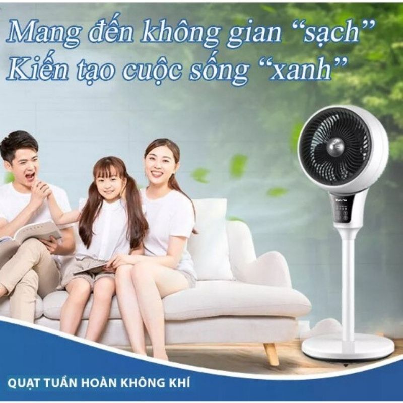 Quạt Tuần Hoàn Không Khí Panda , Quạt Cây Đứng Quay 360 Độ , Giúp Lưu Thông Không Khí , Thông Thoáng Phòng Ốc Có Điều Khiển Từ Xa , Màn Hình Cảm Ứng - Công Suất 35W