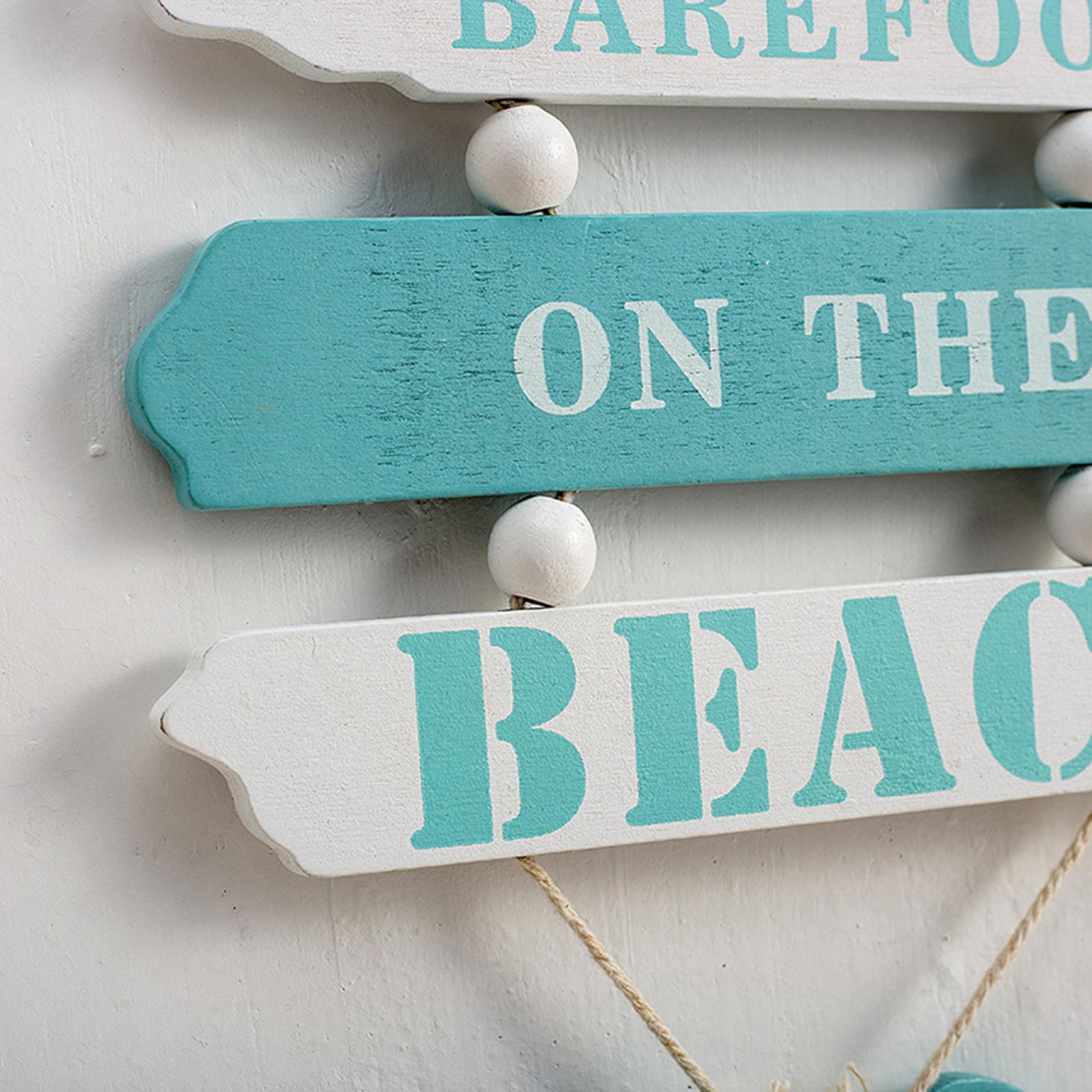 Wooden Hanging Beach Plaque Door Wall Plaque Decor Sign with Hanging Rope Wood Wall Decorative Sign Ornament Decoration