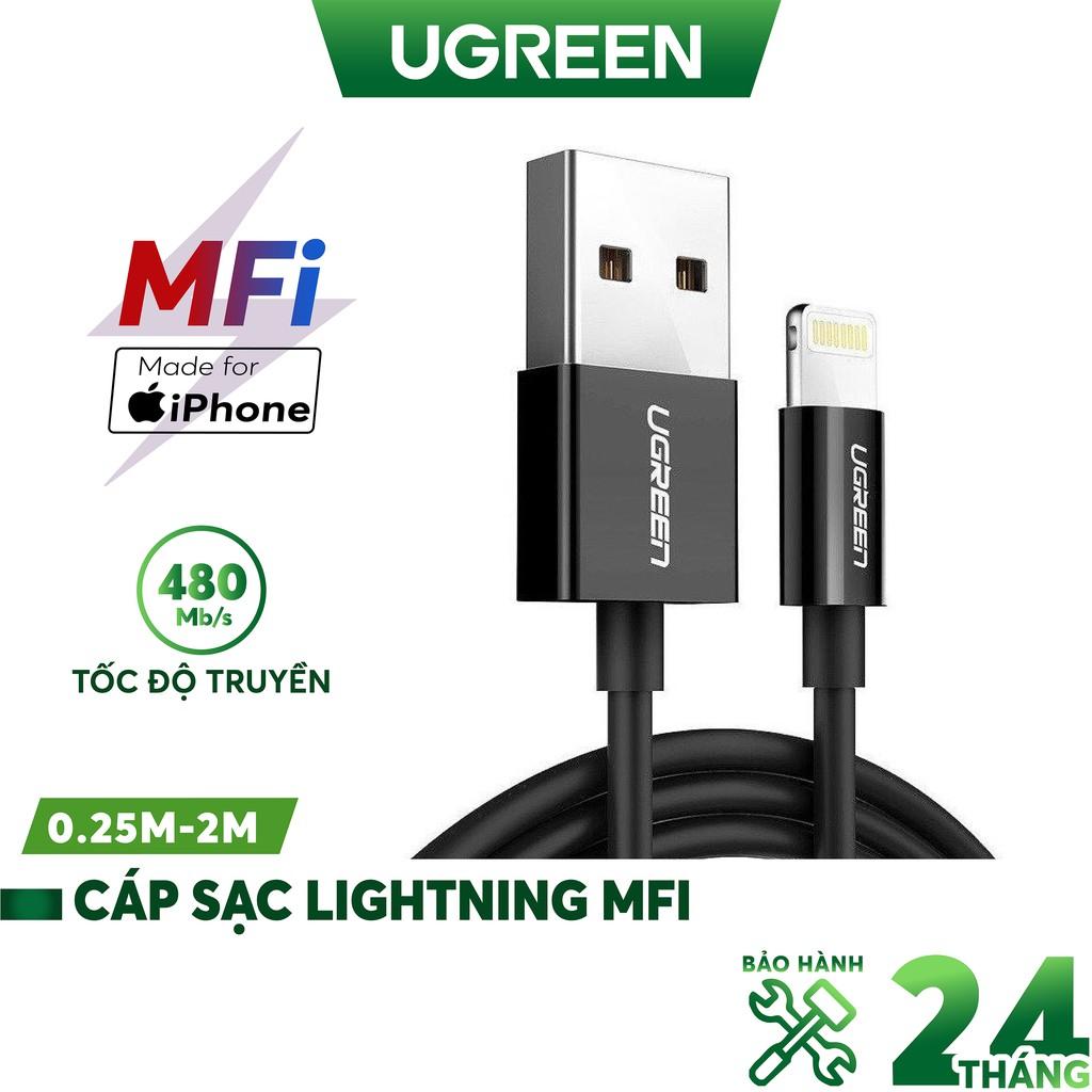 Cáp sạc Light|ning MFI UGREEN US155 cho iPad / iPod / iPhone dài 0.5m 1m 2m - Hàng chính hãng