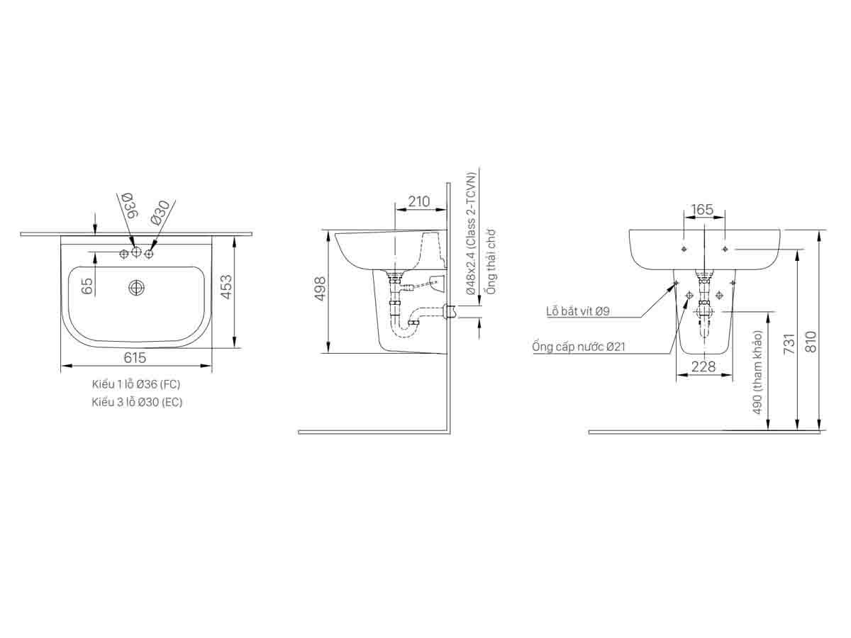 Chân ngắn chậu treo tường Inax L-298VC (không bao gồm chậu)