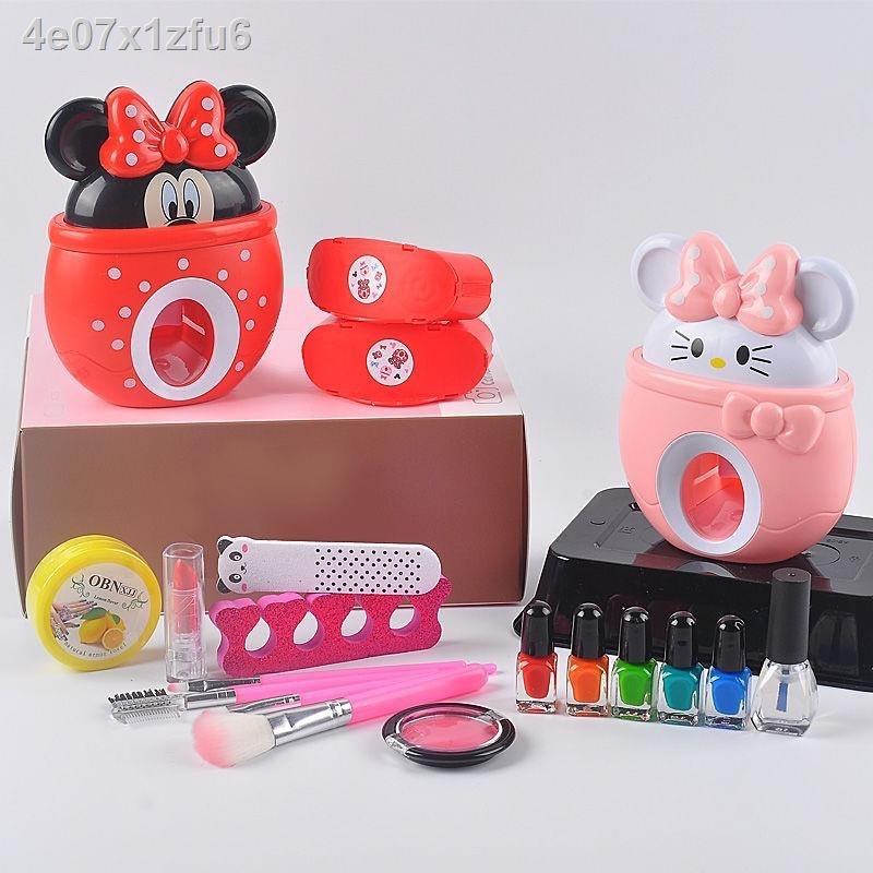 Đồ chơi làm Nail cho bé - máy sơn móng tay thật kèm trang điểm thật hình mèo Kitty và chuột Mickey