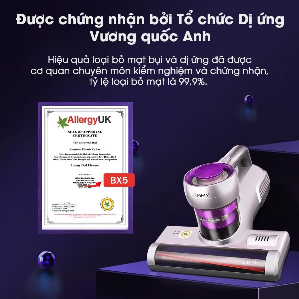 Máy hút bụi giường nệm JIMMY BX5 2 Bộ lọc MIF diệt khuẩn UV 99,9% dị ứng Công suất mạnh 600W Loại bỏ mạt bằng sóng siêu -Hàng Chính Hãng