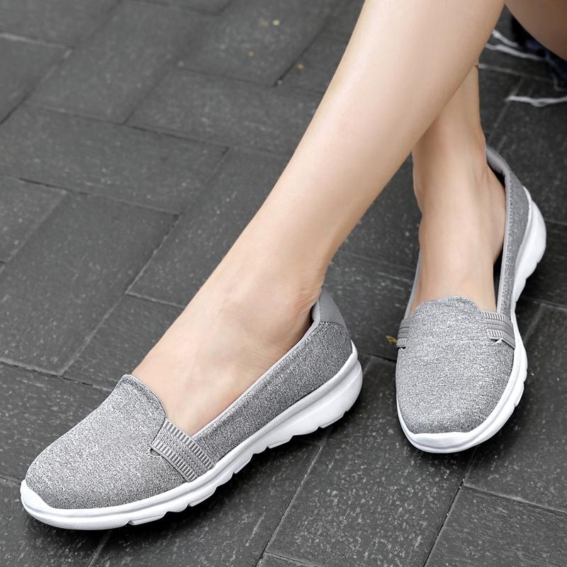 Omengi 2020 Fashion women outdoor soft sport shoes casual breathable black flat shoes