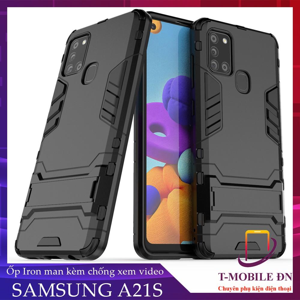 Ốp lưng cho Samsung A21S IRON MAN chống sốc bảo vệ viền và camera kèm chống xem video tiện lợi
