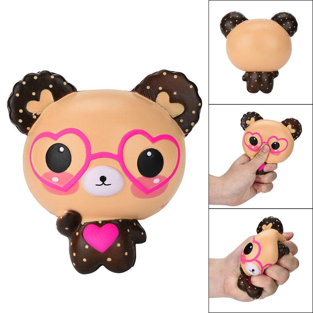 Squishy Lớn JUMBO Hình gấu đeo kính trái tim Đồ Chơi Xốp Giảm Stress Hình mềm mịn dễ Thương đàn hồi Cho Bé