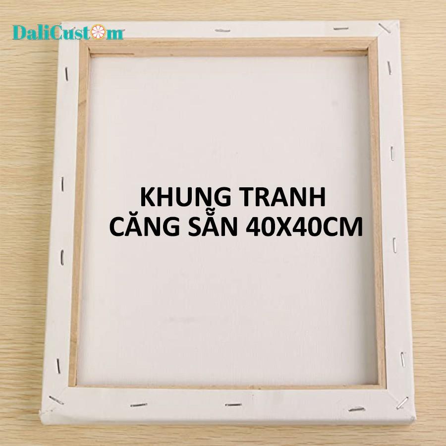 Tranh Tô Màu Số Hóa Hoa Sen Đá Tranh Thiên Nhiên Phong Cảnh Căng Khung Sẵn 40x40 DaliCustom