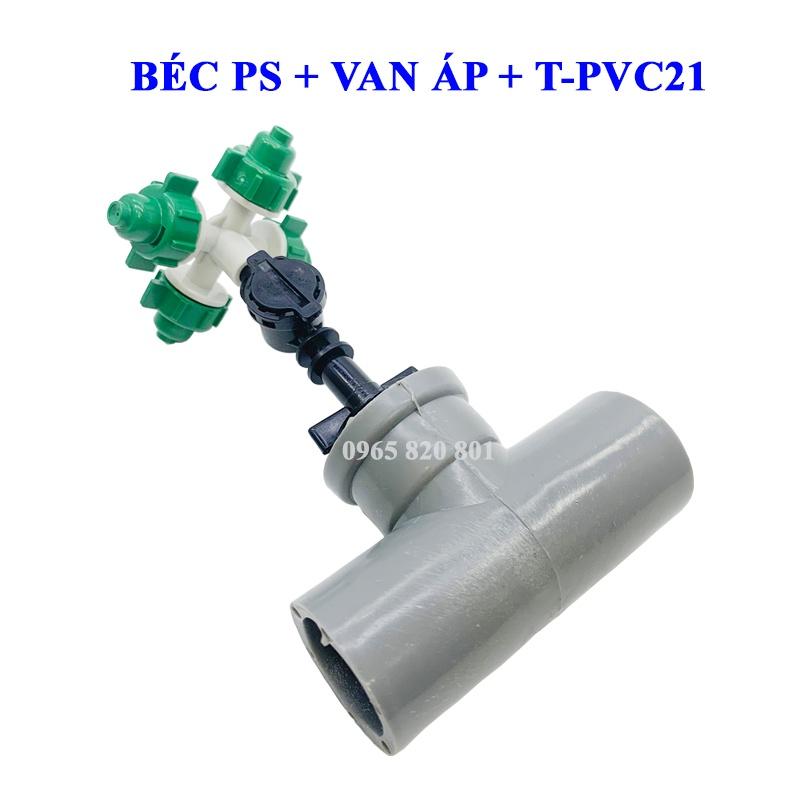 Béc phun sương 4 cửa kèm T ống pvc 21