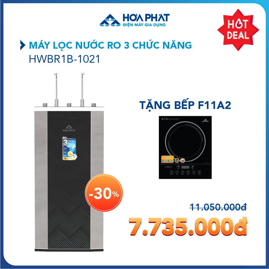 Máy lọc nước RO nóng lạnh 10 lõi Hòa Phát HWBR1B1021 - đạt chuẩn uống trực tiếp tại vòi - bảo hành 36 tháng - Hàng chính hãng