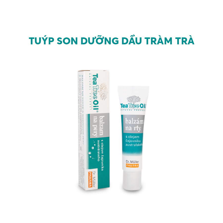 Son dưỡng không màu dầu tràm trà bổ sung Vitamin E Tea Tree Oil Dr Muller tuýp 10ml giúp môi mềm mại