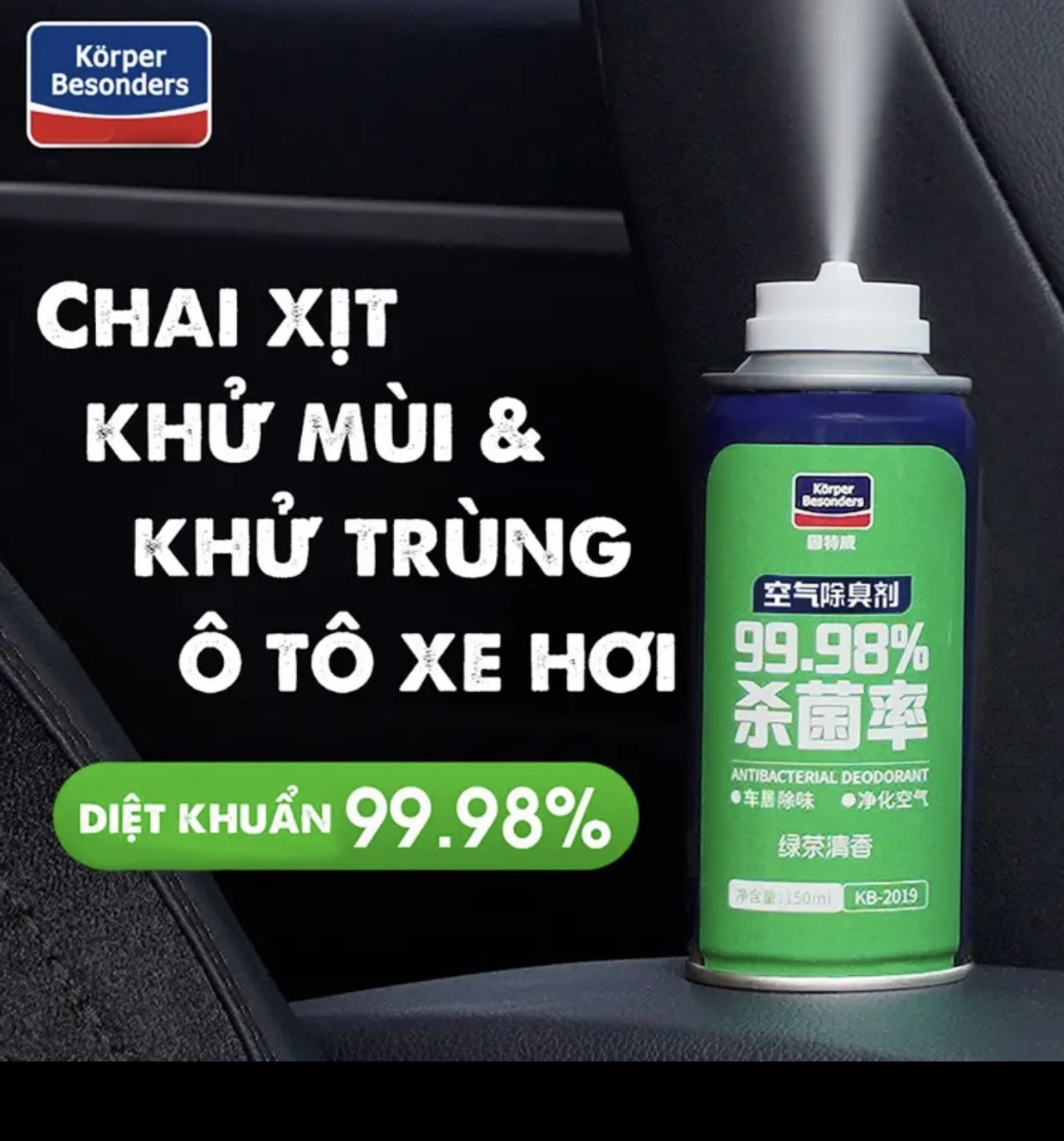 Chai Xịt Khử Mùi và Khử Trùng Máy Lạnh Ô Tô Besonders làm sạch không khí vệ sinh điều hòa xe hơi