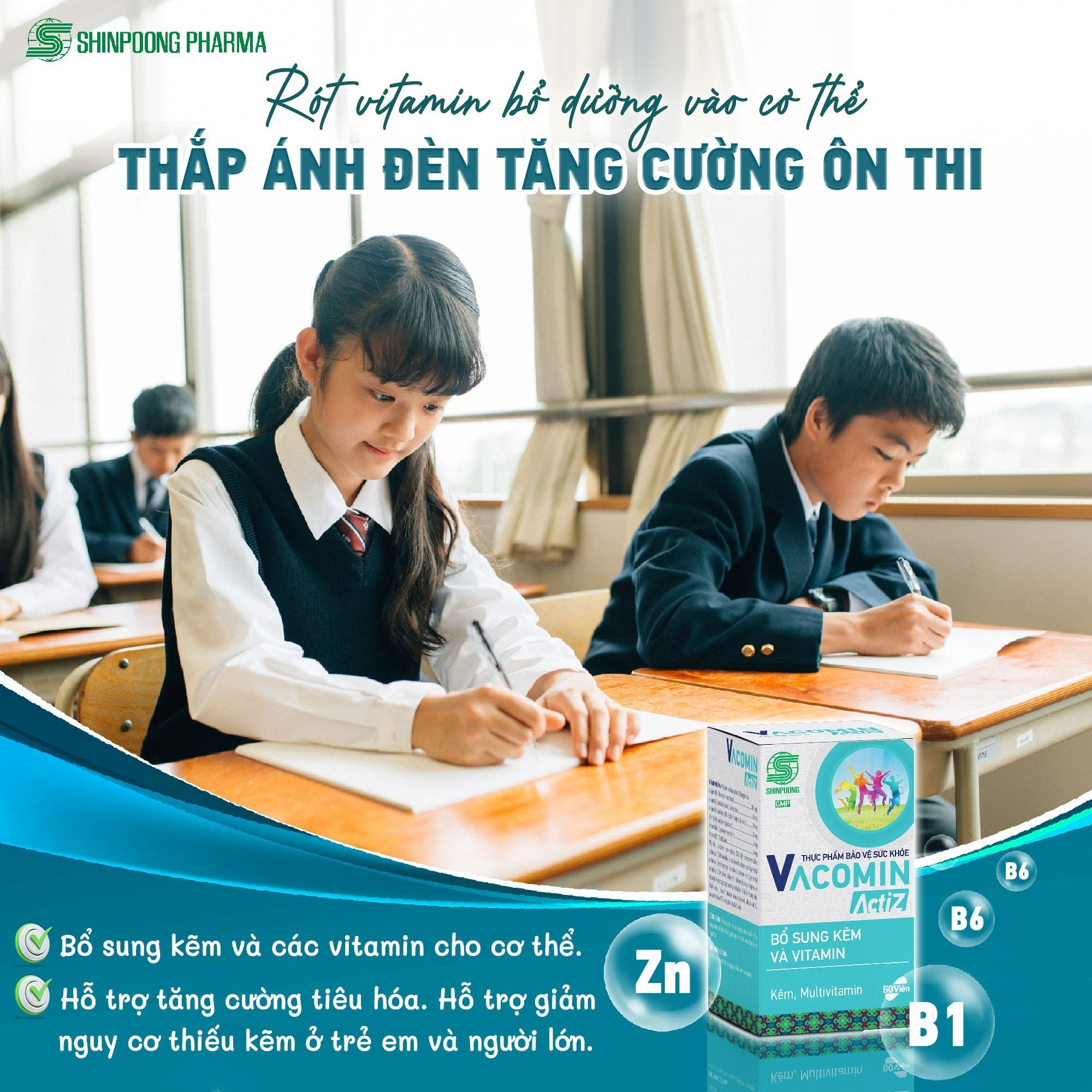 COMBO Viên Uống Vitamin tổng hợp, bổ máu và hỗ trợ khớp VACOMIN ACTIZ, HEVIT, VAROBONE - SHINPOONG 60 viên