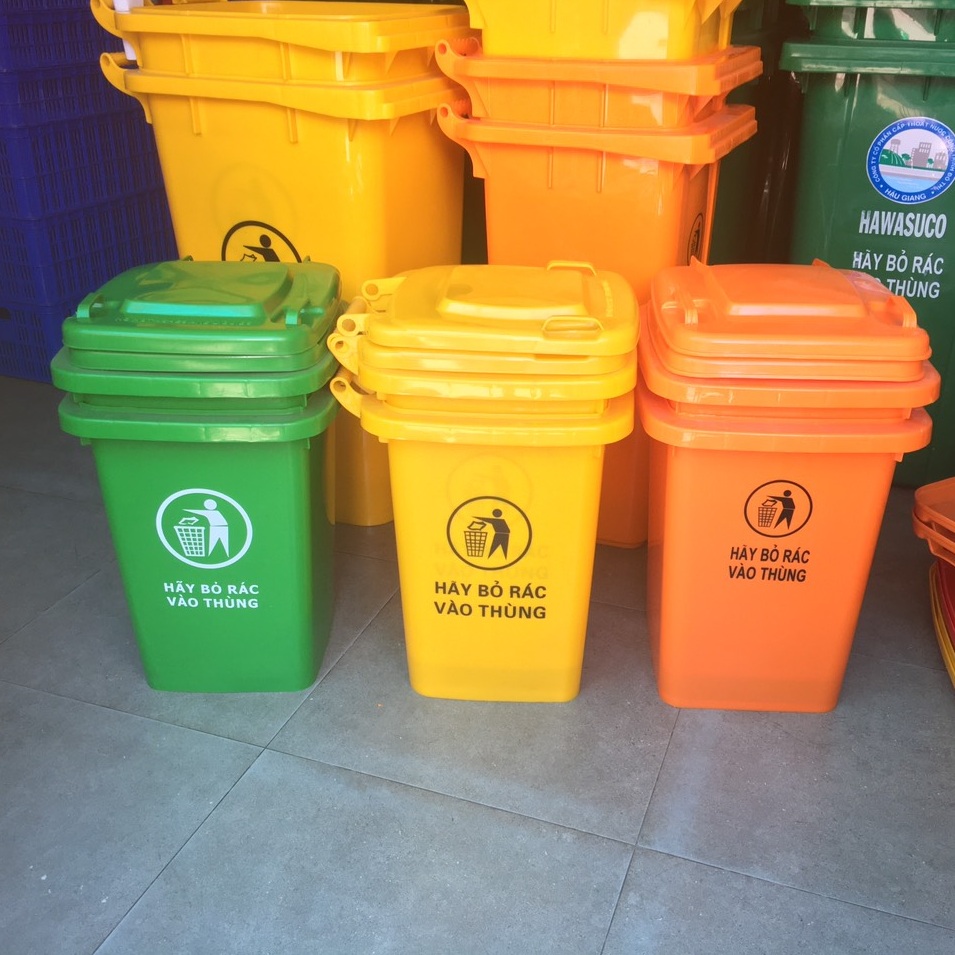 Thùng rác 60lit nhựa HDPE, thùng đựng rác hộ gia đình, thùng rác công cộng