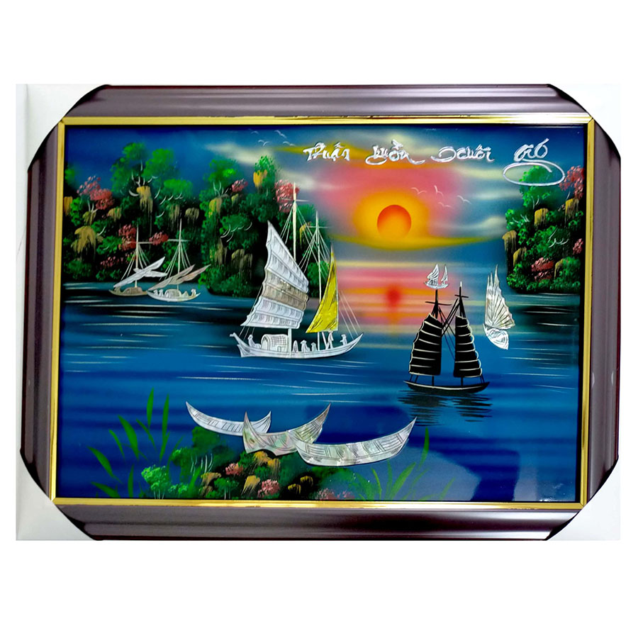 Tranh sơn mài tranh phong thủy may mắn thuận buồm xuôi gió SM00007 60x40cm