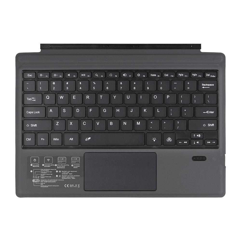 Wireless BT Keyboard Ultra-thin Backlight Tablet Keyboard with Large Size Touchpad Compatible with Surface Pro 3/4/5/6/7