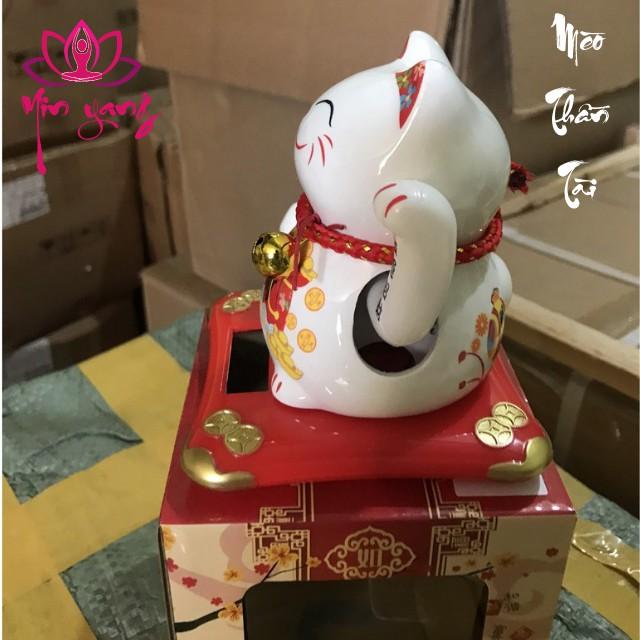 Mèo Thần Tài Vẫy Tay Năng Lượng Mặt Trời Size 10cm