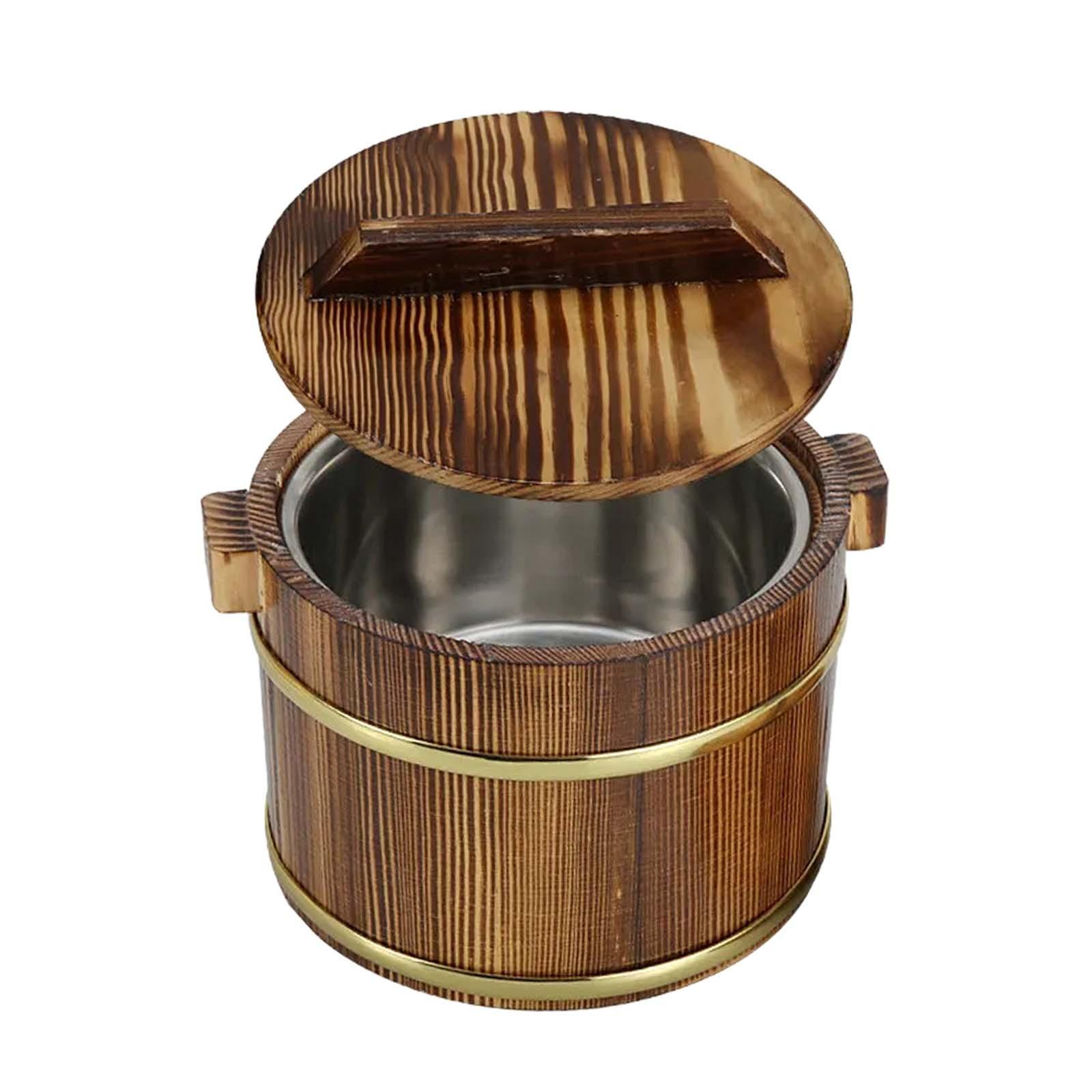 Japanese Rice Bucket, Wooden Sushi Rice Bowl, Reusable 16cm for Restaurant Kitchen Home