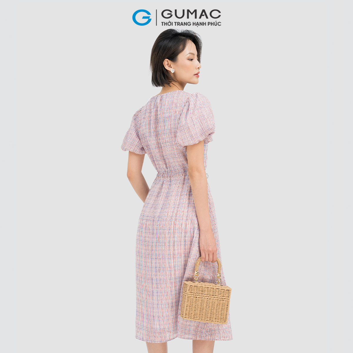 Đầm A rút dây eo GUMAC DD04022