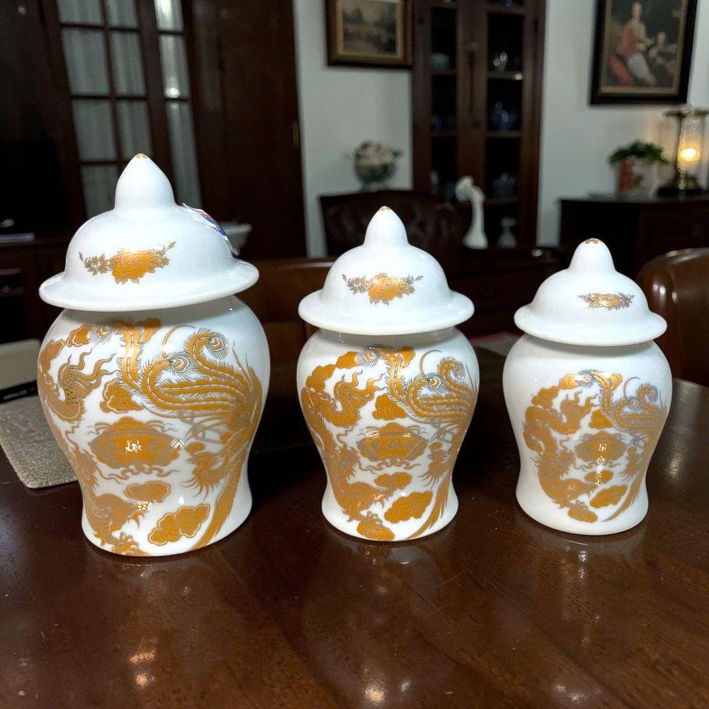 Bộ thờ thần tài men trắng Phúc Lộc thọ RỒNG VIỆT - mẫu Gốm Bát Tràng hàng cao cấp sang trọng