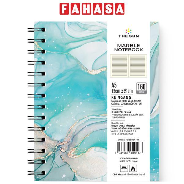 Sổ Lò Xo Bìa Cứng Marble A5 - Kẻ Ngang - 160 Trang 80gsm - The Sun 02