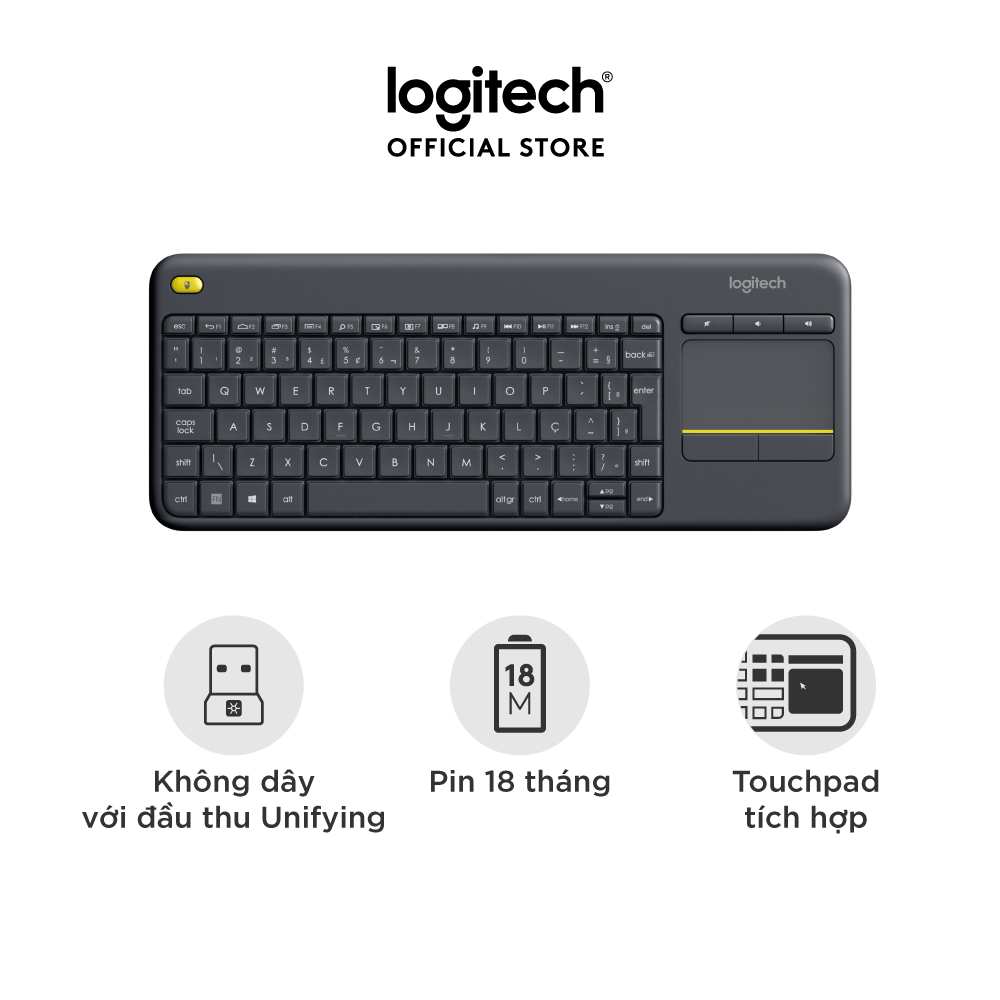 Bàn Phím Không Dây Logitech K400 PLUS - Hàng Chính Hãng