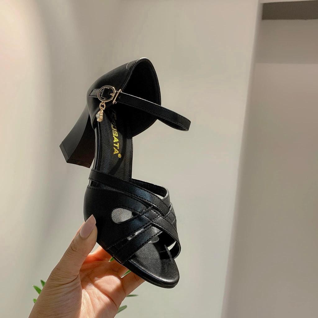 Sandal cao gót nữ, da lì cao cấp ROSATA RO418 - HÀNG VIỆT NAM - BKSTORE