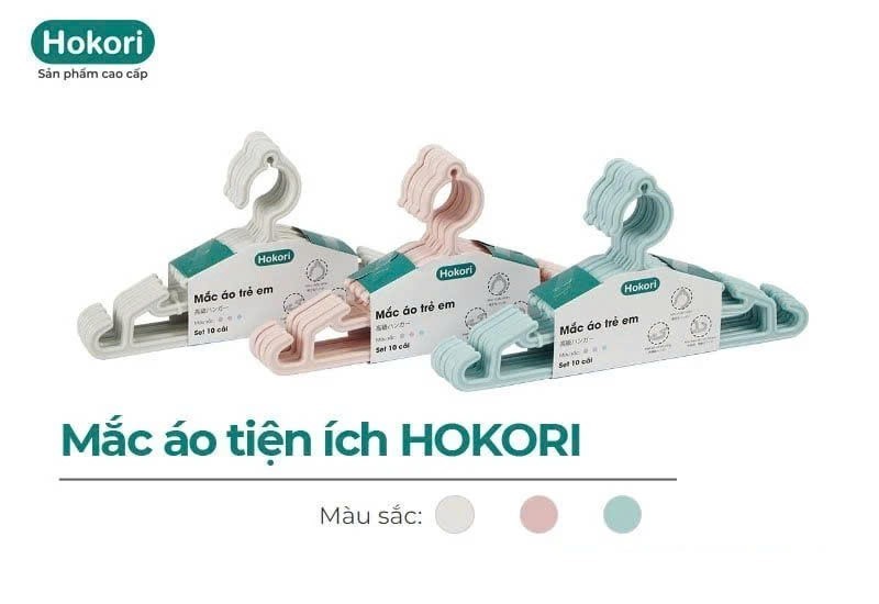 Set 10 Móc quần áo trẻ em Hokori nhựa cao cấp Việt Nhật