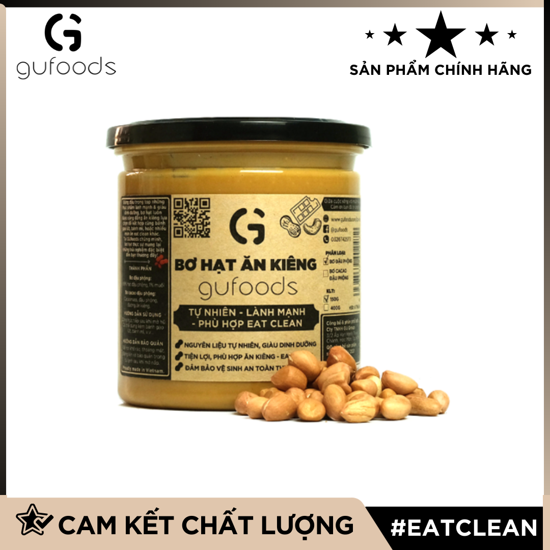 Bơ hạt ăn kiêng GUfoods (bơ đậu phộng / bơ ca cao / bơ hạt điều / bơ hạnh nhân) - Tự nhiên, Lành mạnh, Eat clean