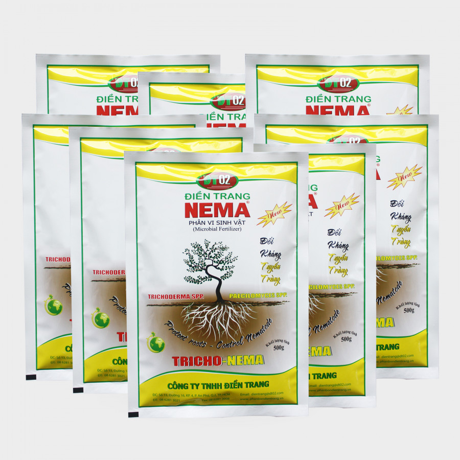 Combo 8 Gói Phân Vi Sinh Vật Điền Trang Nema 500g, Đối Kháng Tuyến Trùng Và Nấm Bệnh Gây Hại