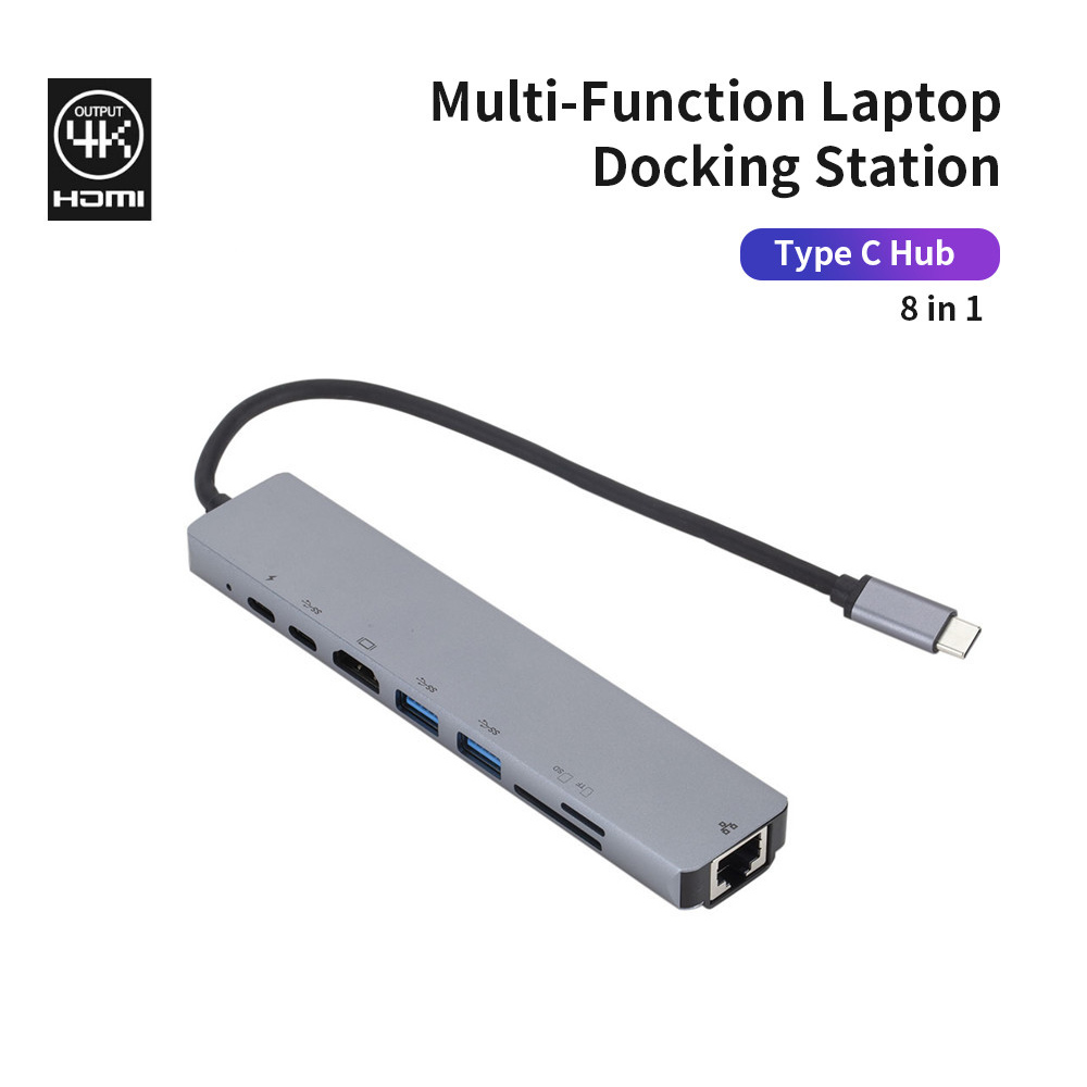 Hub Thunderbolt 3 ra 8 cổng HDMI/ Ethernet/ USB-C/ TF/ SD/ USB 3.0 cho Macbook, Dell XPS - UTH81160