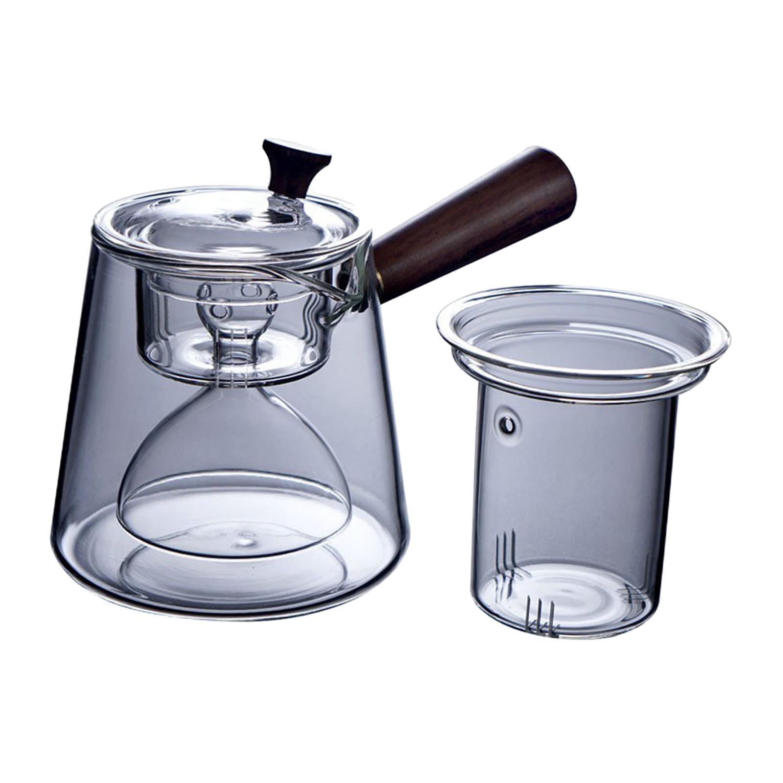 Tea Maker Stovetop 750ML/25OZ with Strainer Clear Sturdy Portable Jug Glass Water Kettle Glass Tea Pot for Scented Tea Office Hotel Tea Bags Loose Tea