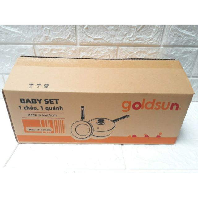 Bộ (1 nồi quánh + 1 chảo) Baby Set Goldsun GE16-2303SG - Màu Ngẫu Nhiên - Chính Hãng